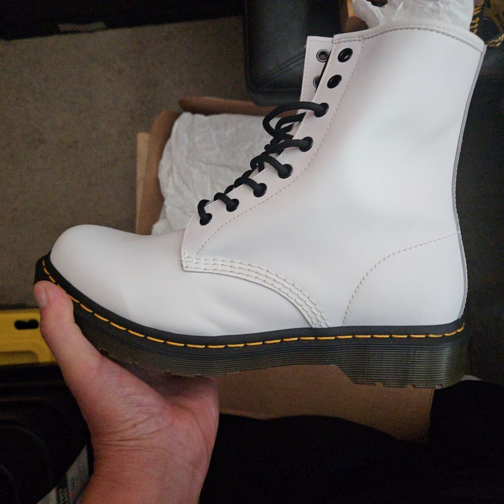 Dr. Martens White Ankle Boots